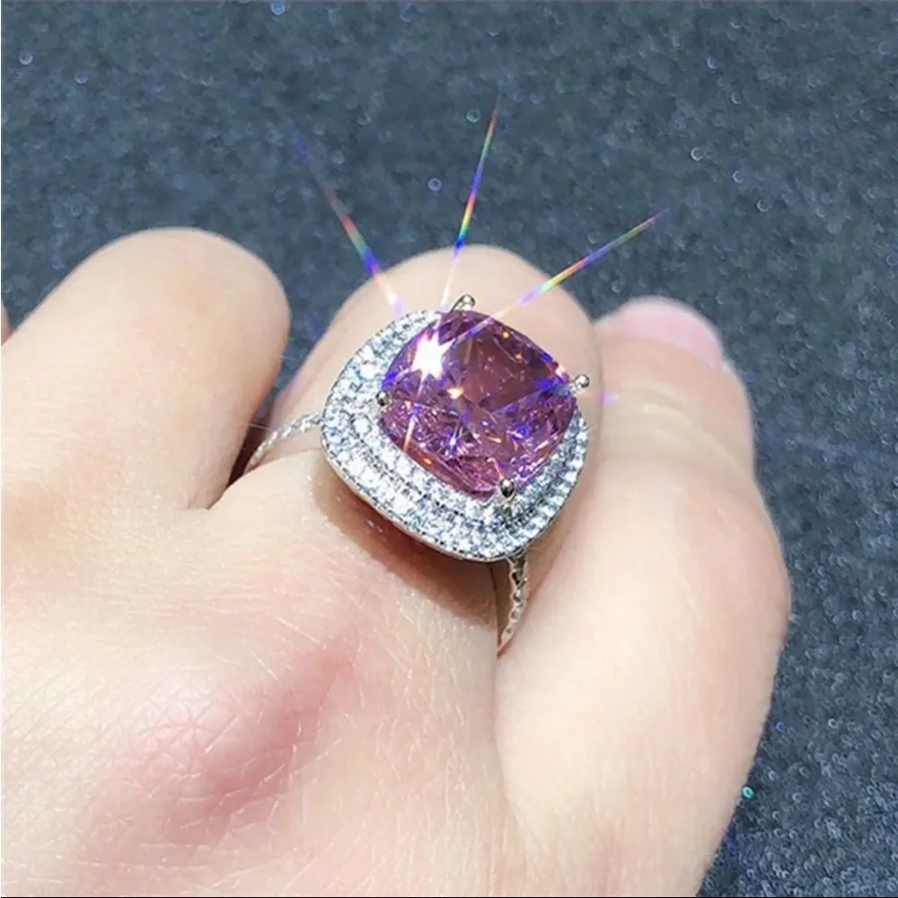 Exquisite Pink Diamond CZ Wedding Bridal Party Ring Glamorous NEW IN GIFT BOX 💎